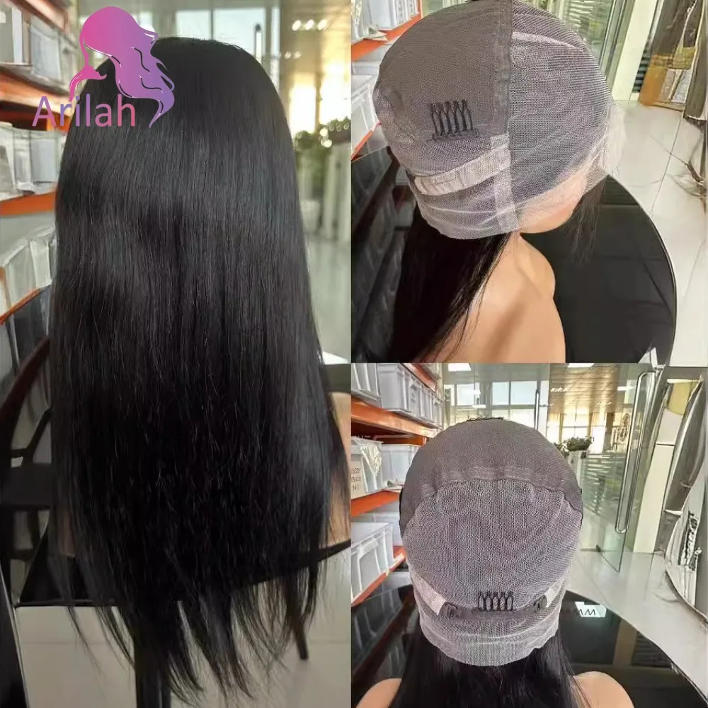 

Straight Full Lace Human Hair Wigs Part Any Way Transparent Lace Handmade Whole Lace Wig Pre Plucked 12A Brazilian Virgin Hair