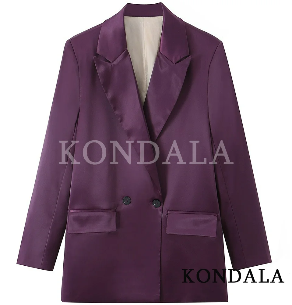 KONDALA Women Trendy Office Lady Blazer Double Breasted Lapel Blazer New Fashion 2026 Spring Fall Dinner Party Elegant Blazer