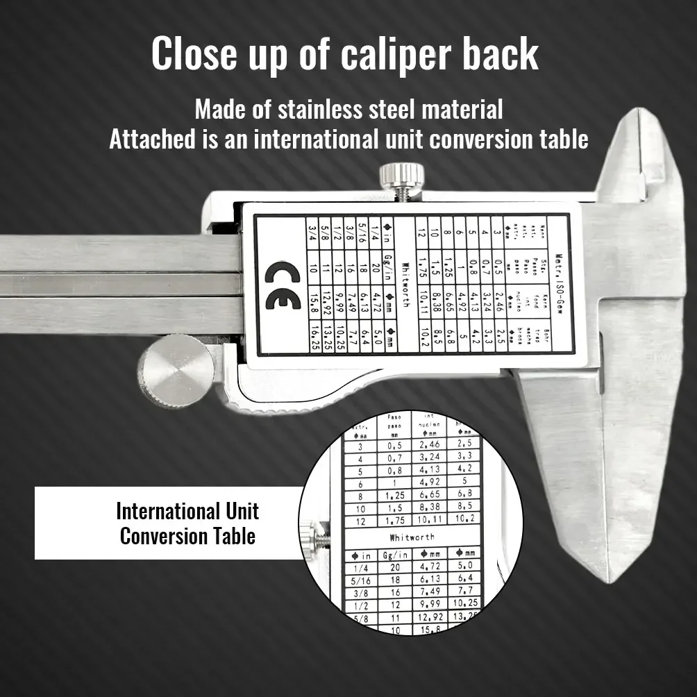 6 Inch 150mm Digital Vernier Caliper Stainless Steel Micrometer Measuring Tool Depth Ruler