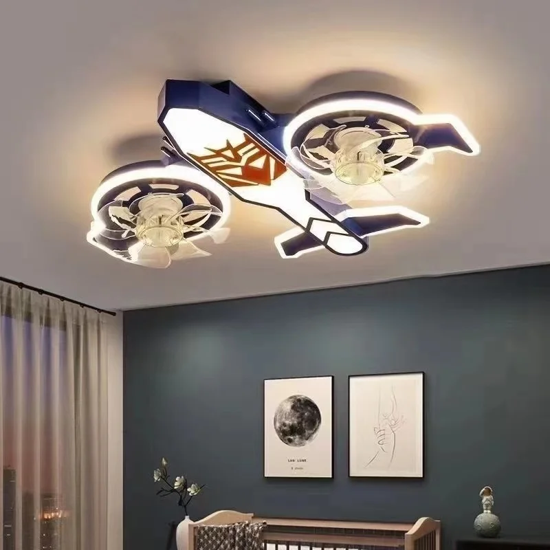 Transformers Airplane Dual-Fan Ceiling Light for Kids Room - Personalized Eye-Protection Children's Bedroom Ligh