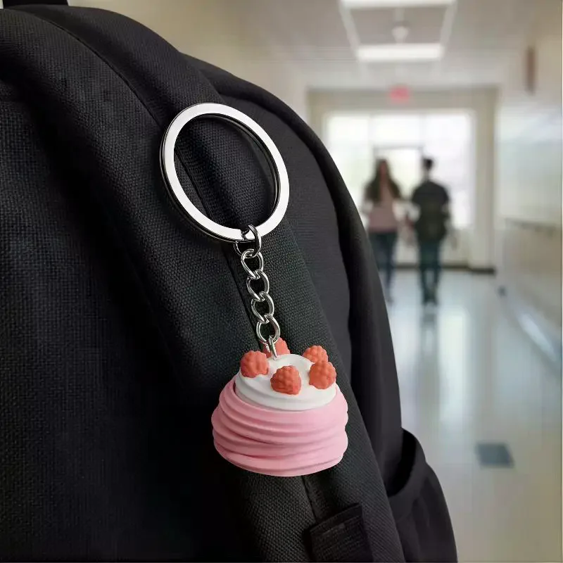

1Pcs Calming Keychain Strawberry Cake Model Keys Finger Button Anti-stress Toys