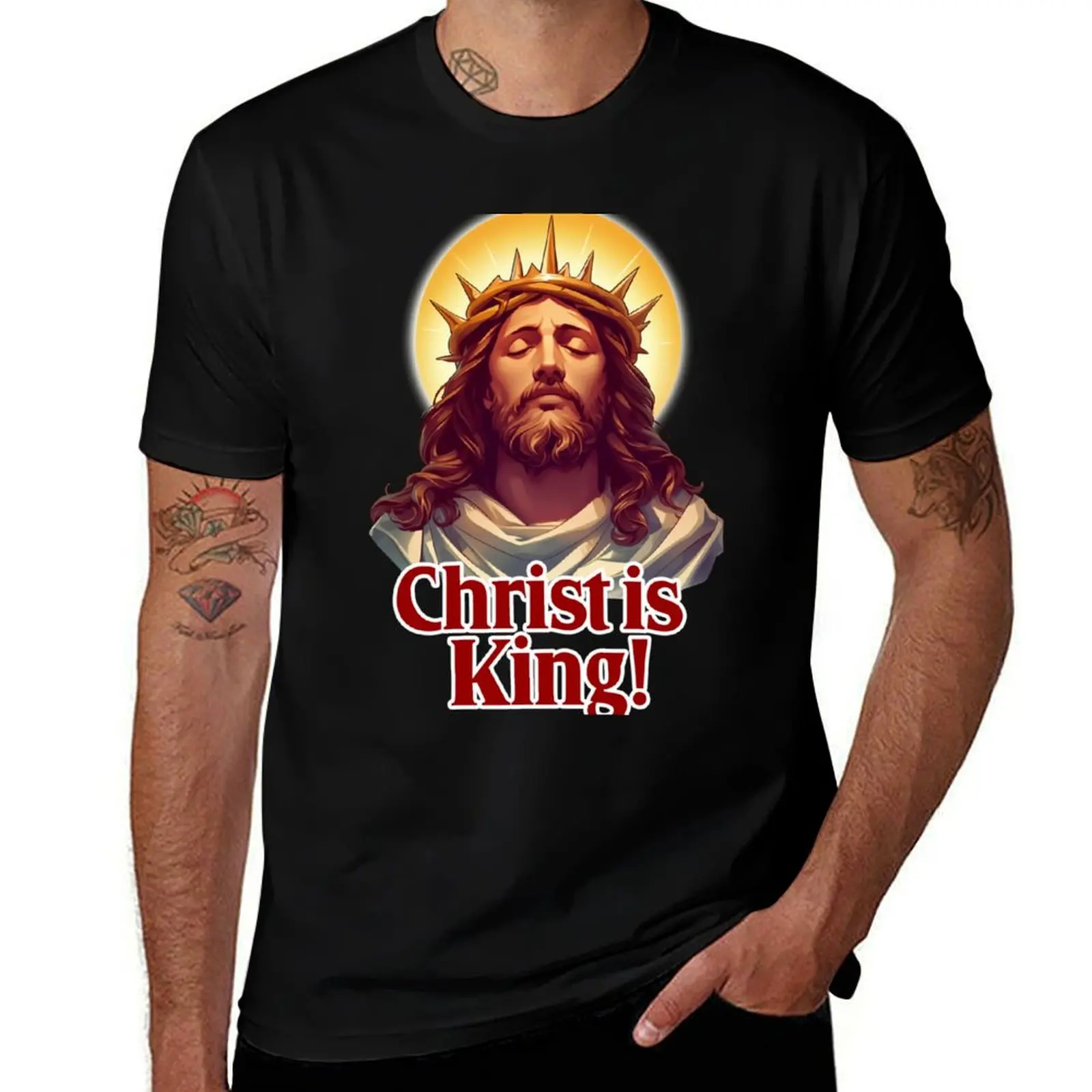 

Christ is King sticker - Religious Christian T-Shirt vintage customs design your own summer 2025 mens workout shirts