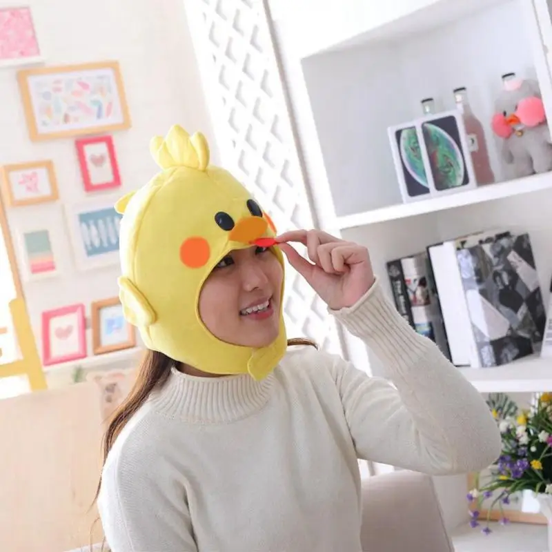 R7UF Funny Cartoon Chicken Animal Plush Hat Stuffed Toy Headgear Cosplay Photo Props