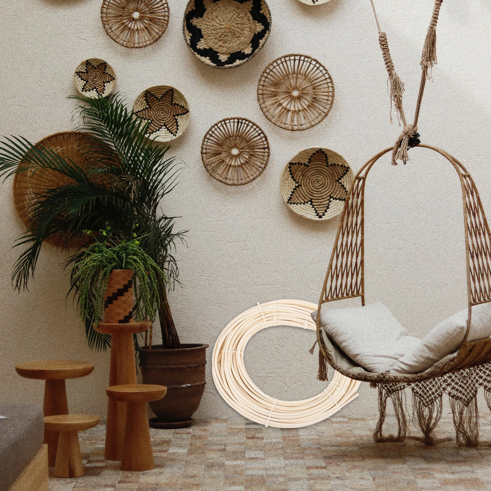 

Rattan Cane Webbing Chair Repair Material Multifunctional DIY Rattan Weaving Supplies Natural Durable Easy Clean