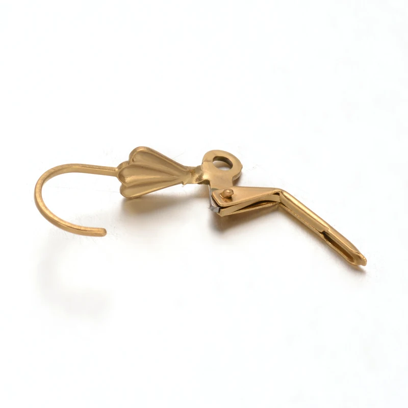10Pcs Golden 304 Stainless Steel Shell Leverback Earring Findings with Loop 19.5x11x6mm Leverback Earrings Hoop Earrings