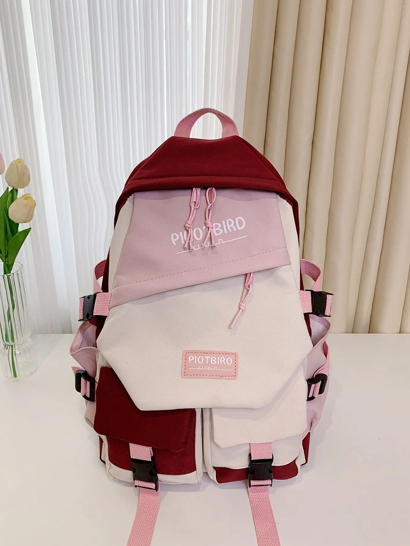 

Pilotbird Color-Blocked Multi-Pocket Double-Shoulder Backpack For Women, Fashionable And Versatile, Large Capacity, Suitable For High School And College Students School Backpack,School Bag CuteFor Teen Girls Women College Students College,Middle School,