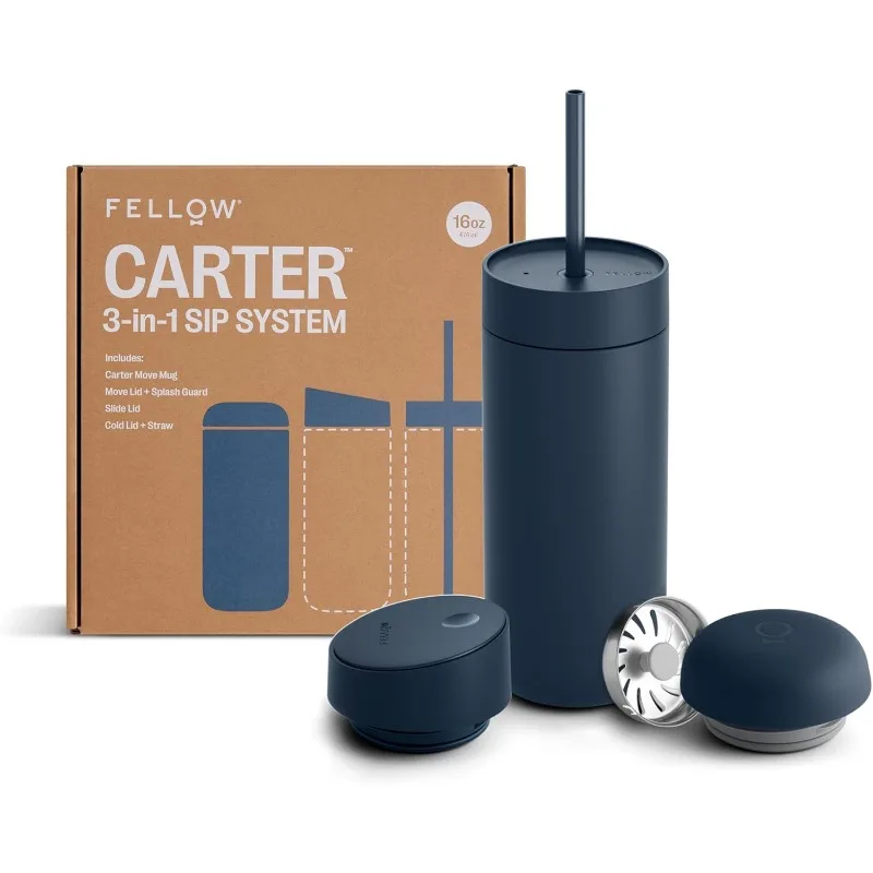 16 oz Carter Bundle (3 in 1) Travel Mug with Slide-Lock, Move & Cold Lids with Straw - To-Go Coffee Tumbler, Ceramic Interior