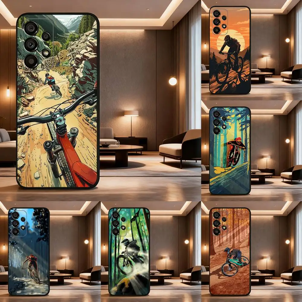 

Mountain Bike Bicycle Phone Case For Samsung Galaxy A73,31,32,72,41,53,52,71,22,5G,Note,J7,8,9 Soft Black Cover