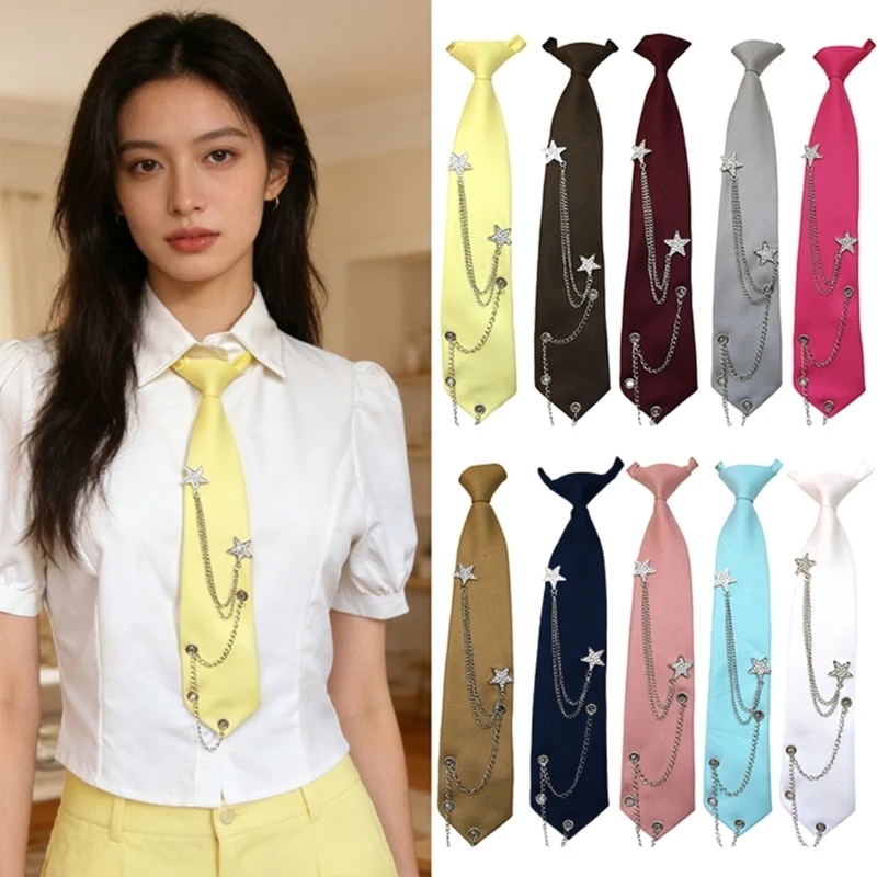652B Uniform Pre Tied Tie for Girls Senior School Lady Uniform Pre-tied Tie Elegant Look for Business and Office Use