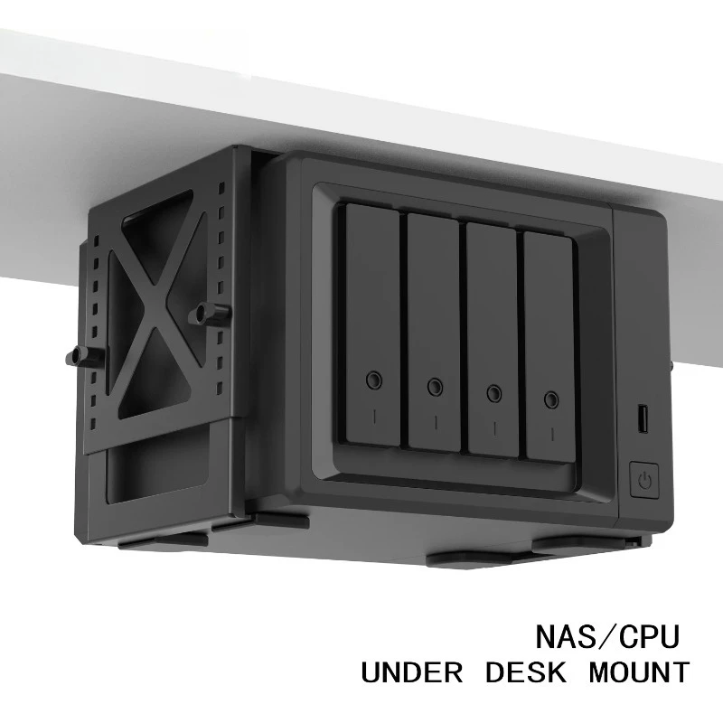 Adjustable Under Desk PC or NAS Mount Bracket Holder，Compatible with  NAS,CPU,UPS,Small Form Factor Desktop Tower