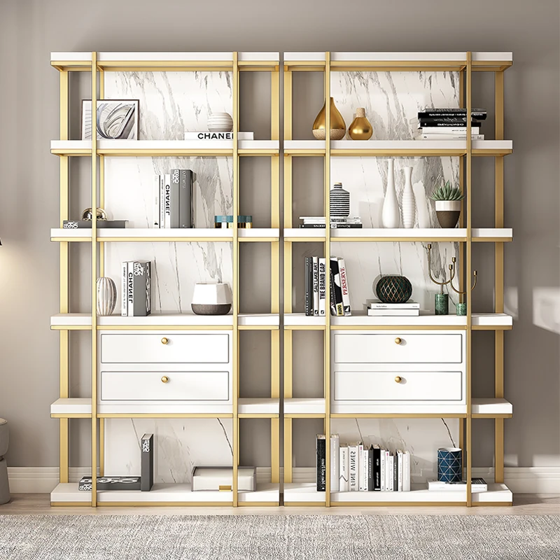 

Modern minimalist style high-grade stainless steel bookshelf living room display rack metal shelf