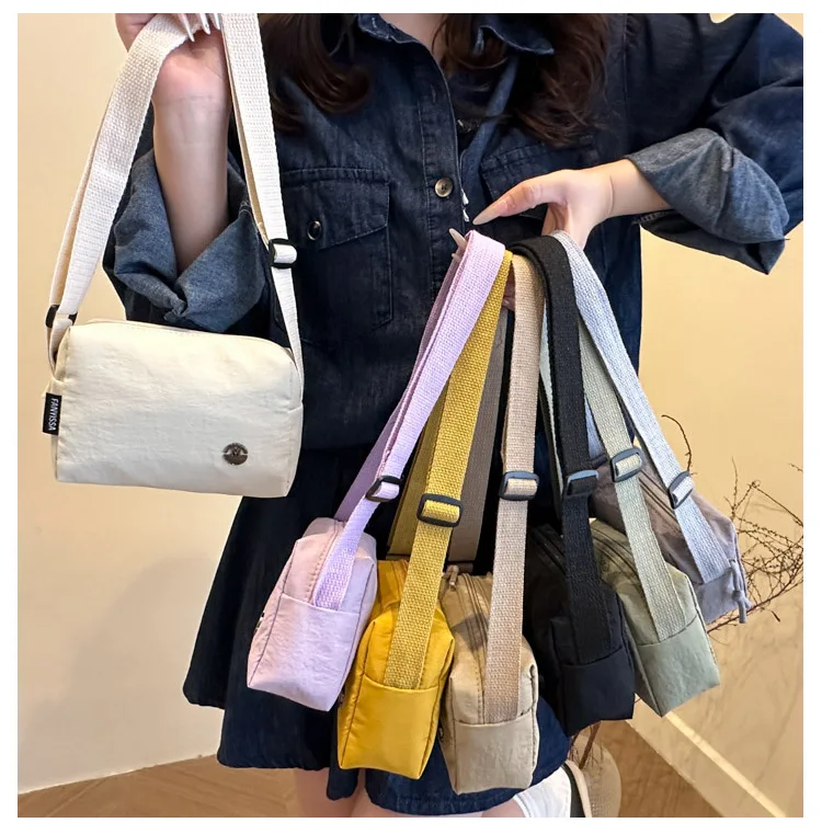 Women Casual Sling Chest Bag Solid Color Mini Crossbody Bag Japanese Workwear Shoulder Bag for Travel Commute Sports Phone Pouch