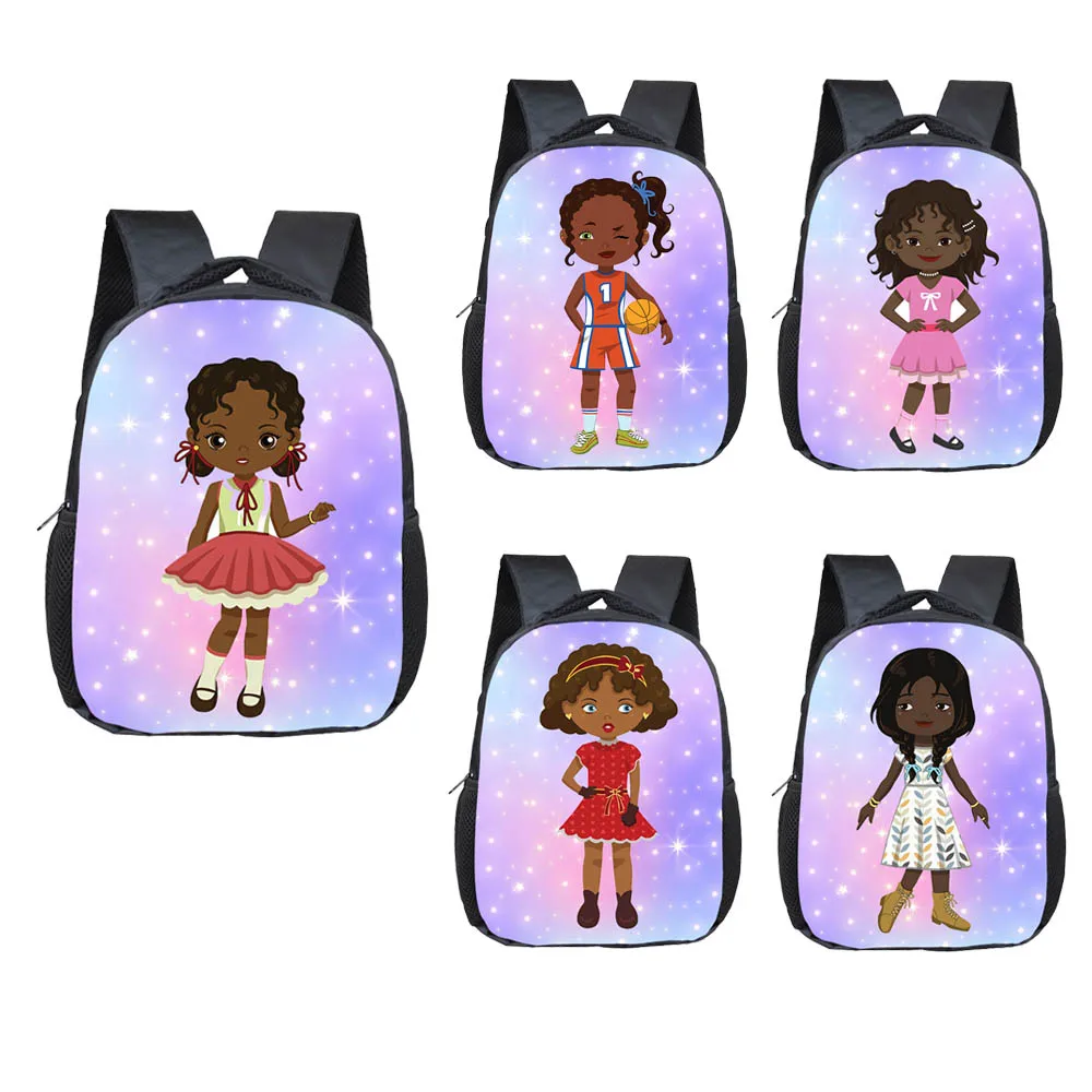 12 Inch African Latin Girl Backpack for 2-4 Years Old Afro Girl Kids School Bags Rucksack Boy Girl Mini Toddler Bookbag Gift