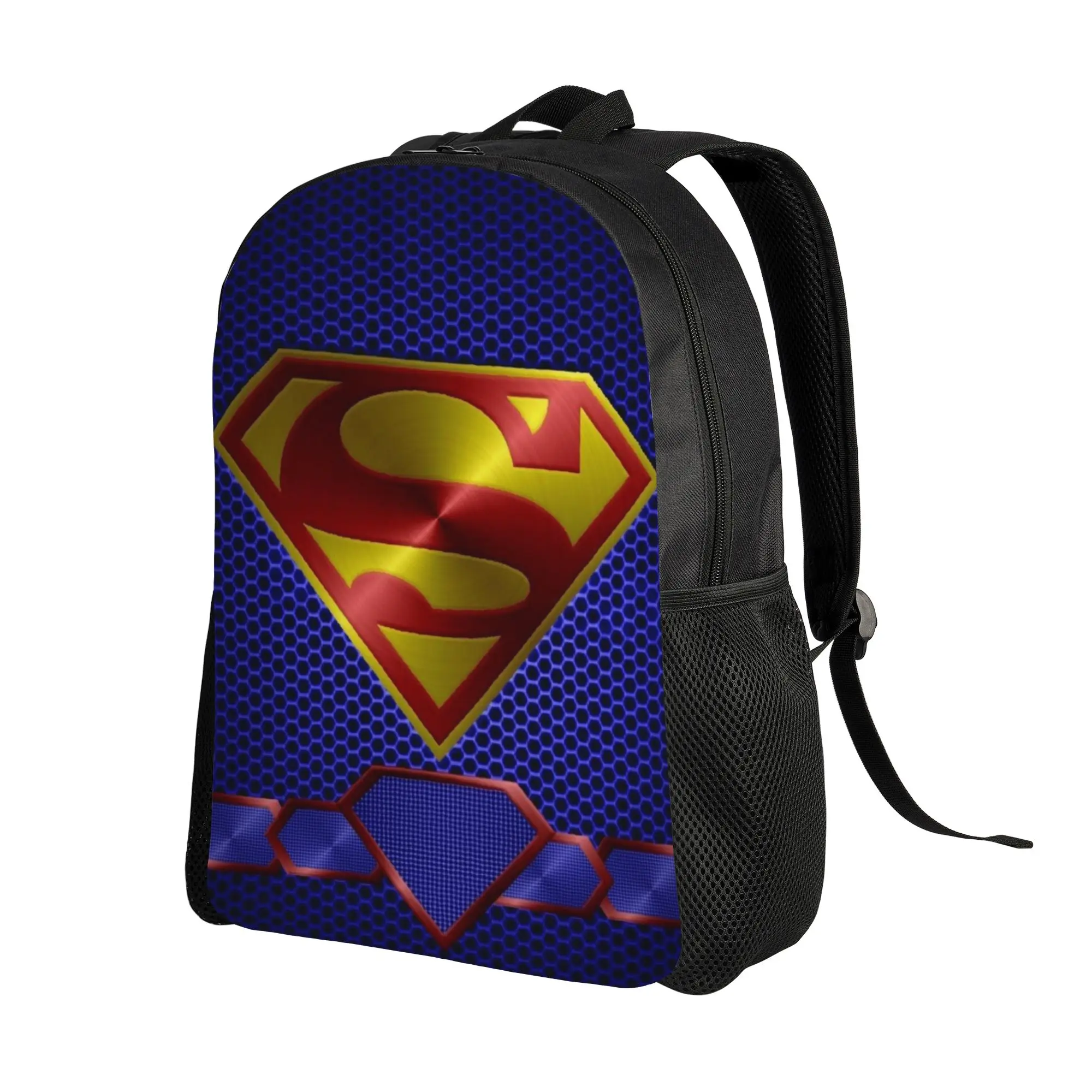 Back to school season Metal Mesh Texture Superman Symbol Bookbag  Unisex Fashion Backpack