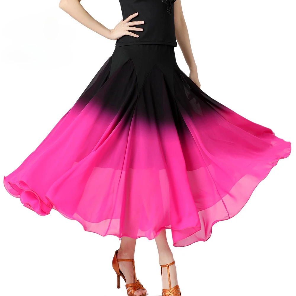 Gonne da ballo da sala da donna Costume da altalena grande a strati sfumati Costume da valzer flamenco Pratica gonna da ballo da sala