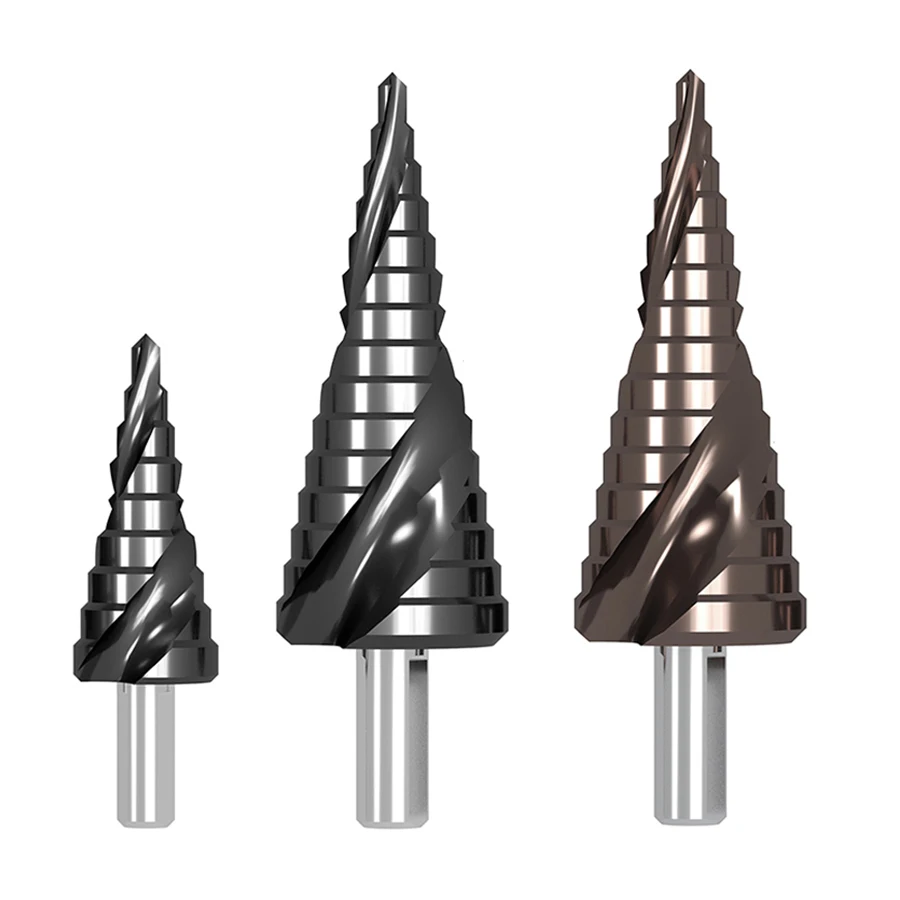 Pagode Broca de Cobalto Grau Industrial Tialn Fresagem Broca Trapezoidal Bit Passo Passo Bit Reta Sulco Passos Aço Inoxidável