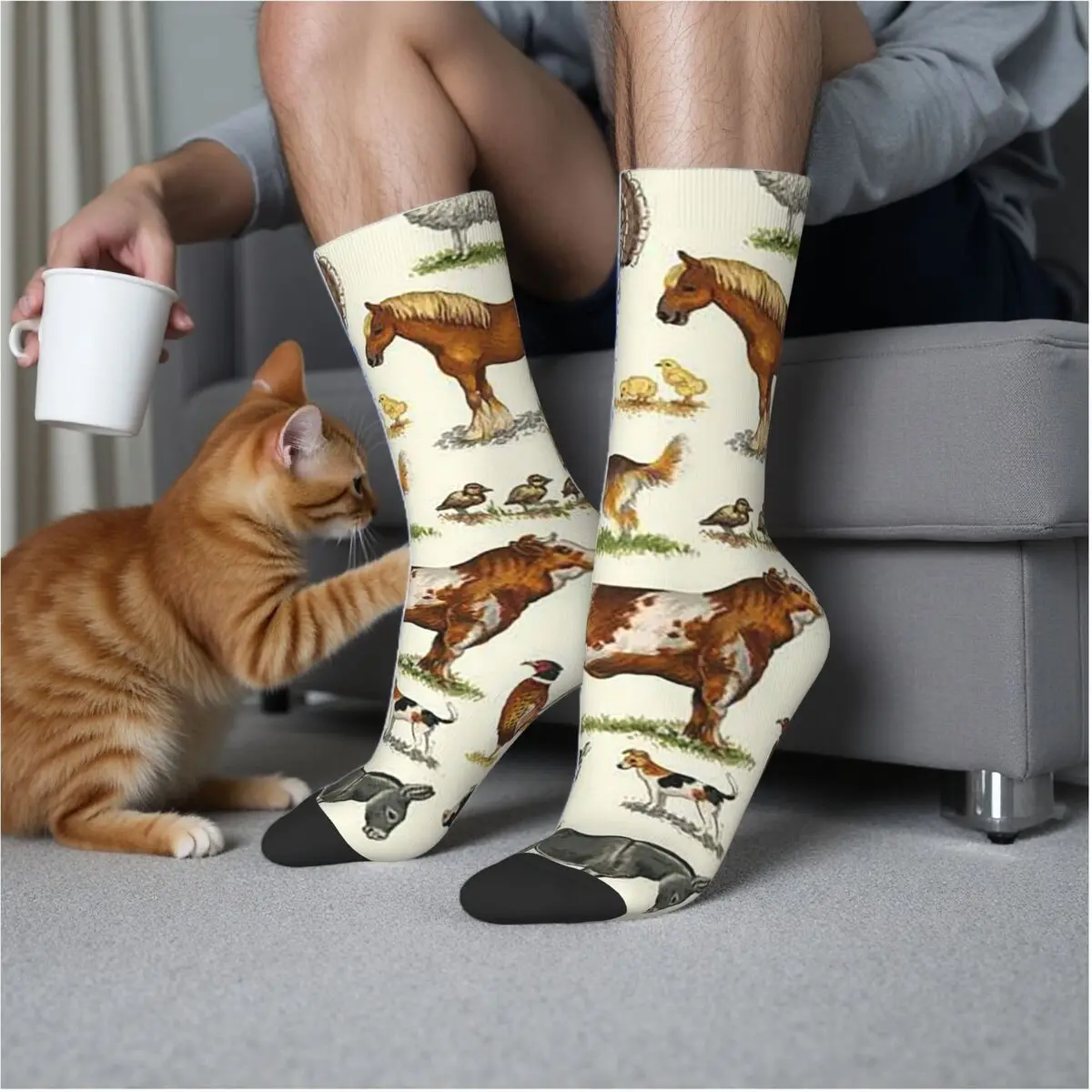 Country Farm Animals Farmhouse Village Pet Socks Harajuku High Quality Stockings All Season Long Socks Accessories for Man Gifts