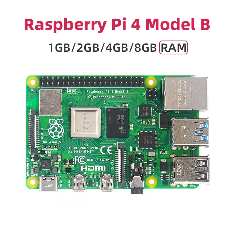 Raspberry Pi 4 Model B 1 2 4 8 GB RAM Cortex-A72 ARM v8 64-bit SoC 1.5GHz Gigabit Ethernet WiFi BLE 4K Video RPi 4B Pi4