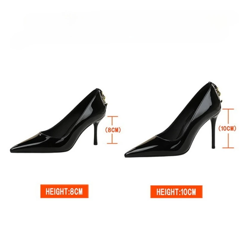 BIGTREE Shoes Metal Buckle Decoration Women Pumps Stiletto Heels 8 Cm 10 Cm High Heels Luxury Banquet Shoes Sexy Party Shoes view 4