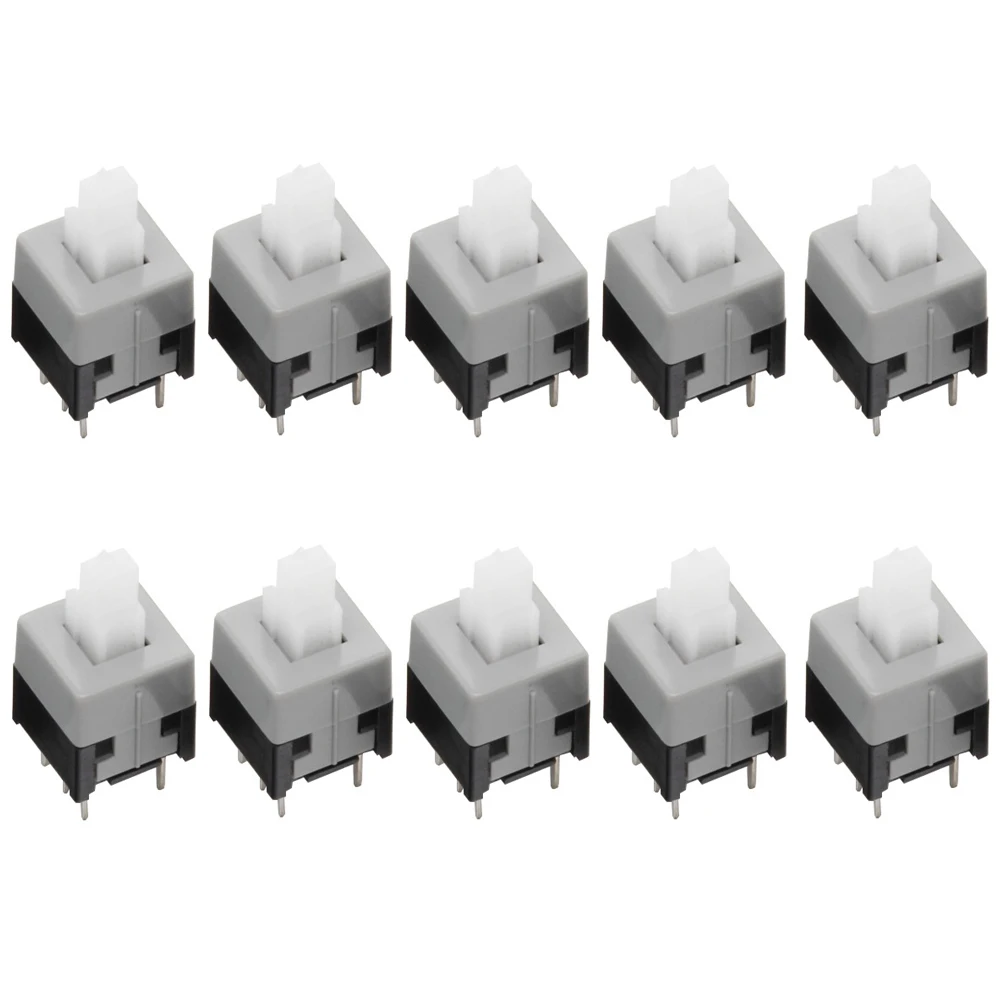 10PCS 8.5*8.5MM 6 Feet Self-locking Key Switch Interlocking Console Button Switches