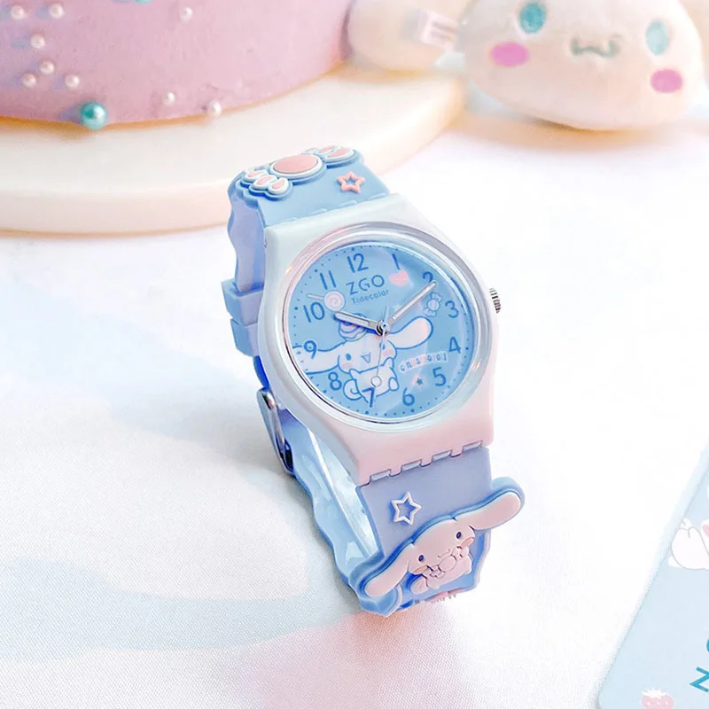 Sanrio 3D Pattern Child Wrist Watch Cinnamoro Hello Kitty Waterproof Quartz Watch Kuromi Cartoon Silica Gel watchband Kids Gift