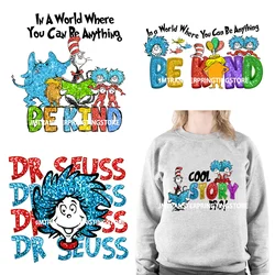 New Faux Sequins Read Across America Decals Design Iron On DTF Be Kind Cool Story School Teacher Transfers Stickers For Clothing