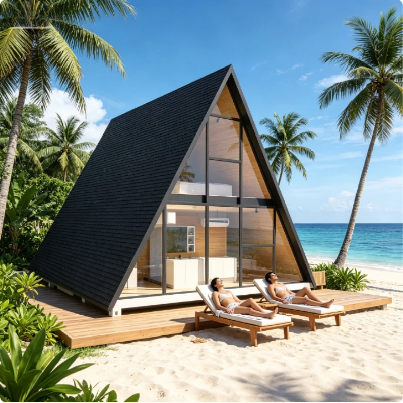 A-Frame Cabin Modern Tiny Home Triangle House Prefabricated Wood Villa for Backyard Studio and Garden Guest Room Addition
