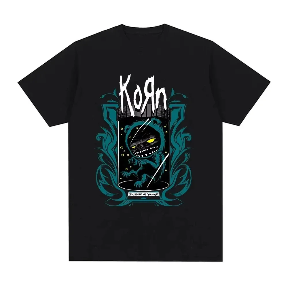 

Rock band Korn print T-shirt metal gothic retro oversized 100% cotton T-shirt street fashion summer o-neck short-sleeved top