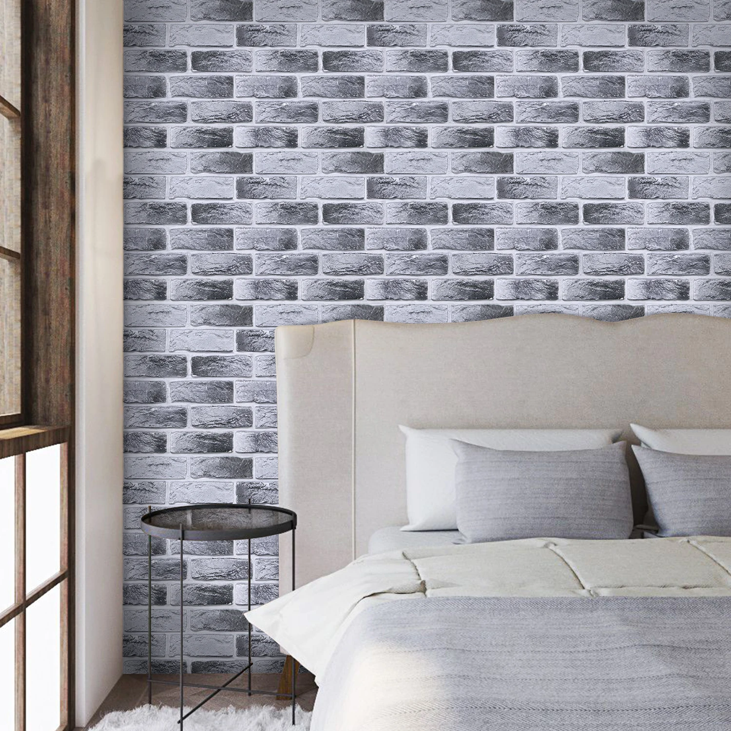 5/10/20PCS Light Gray Faux Brick 3D Wall Panels 30x30cm, Heat Resistant Wall Stickers for Kitchen Backsplash