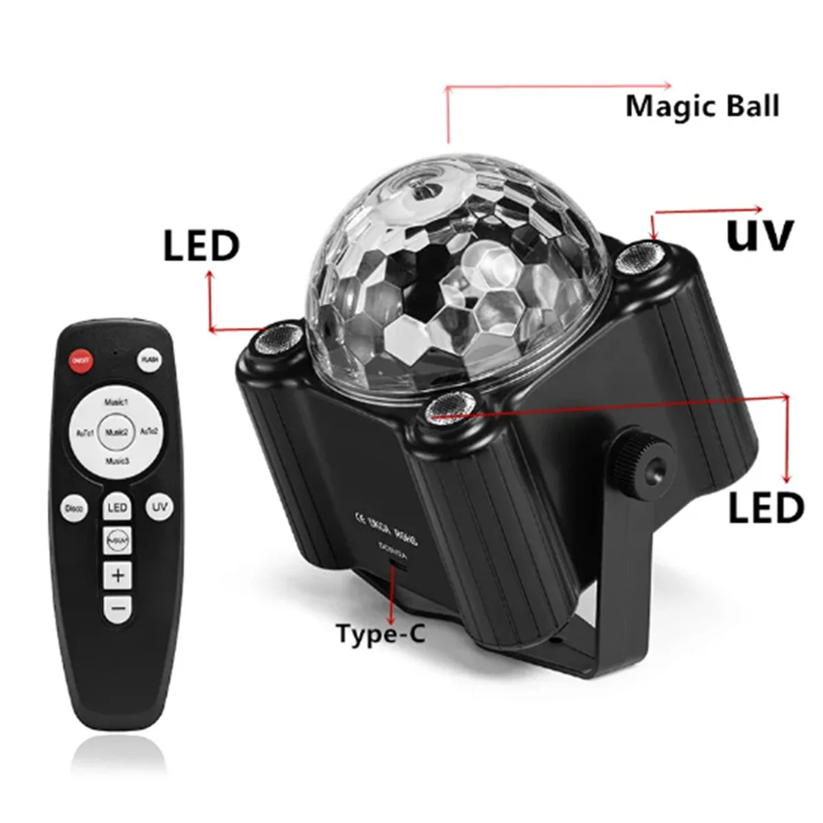 

Disco Party Lights Disco Ball LED UV Sound Frequency Strobe Stage Effect Wedding Christmas Festival Party Lights