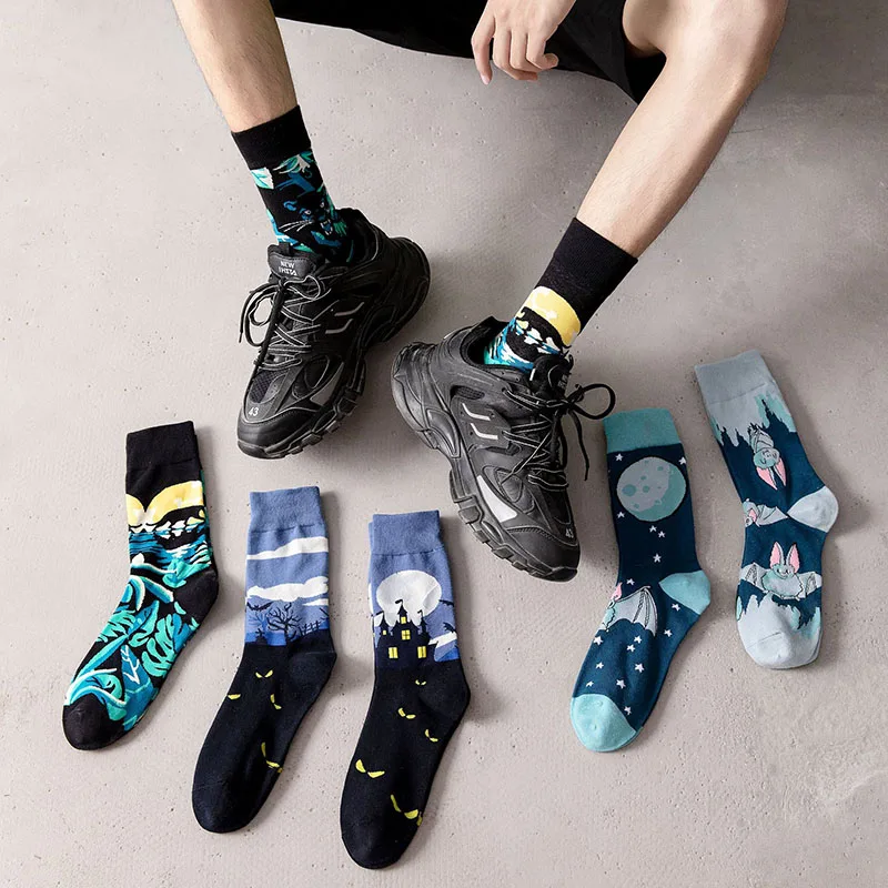 New high-quality wild geometric plaid socks cartoon socks oil painting socks men and women socks street couple socks