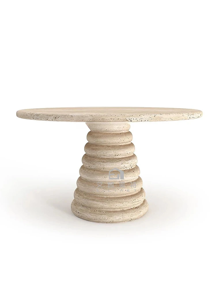 

French Entry Lux Natural Cave Stone High-Grade Tea Table B & B Living Room Home Marble round Low Table