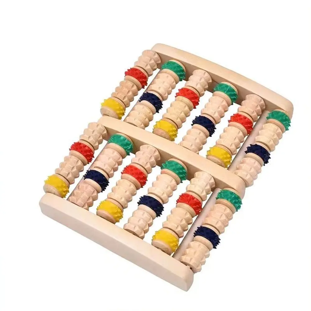Natural Wood Foot Massager Roller Manual Reflexology Board Acupuncture Point Therapy Tool For Tired Feet Relaxation Health