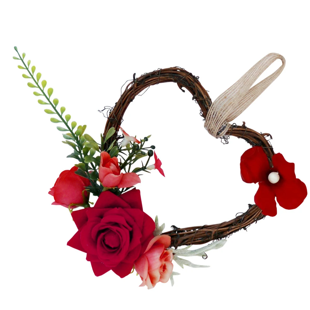 

1Pcs Artificial Rose Rattan Garland Simulation Rose Heart Wreath Warm Romantic Decor for Home Wedding Scene Wedding Pendant