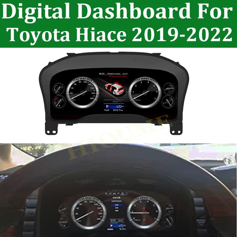 Car Dashboard Instrument For Toyota Hiace 2019-2022 LCD Speedometer LINUX Instrument Cluster Display Screen