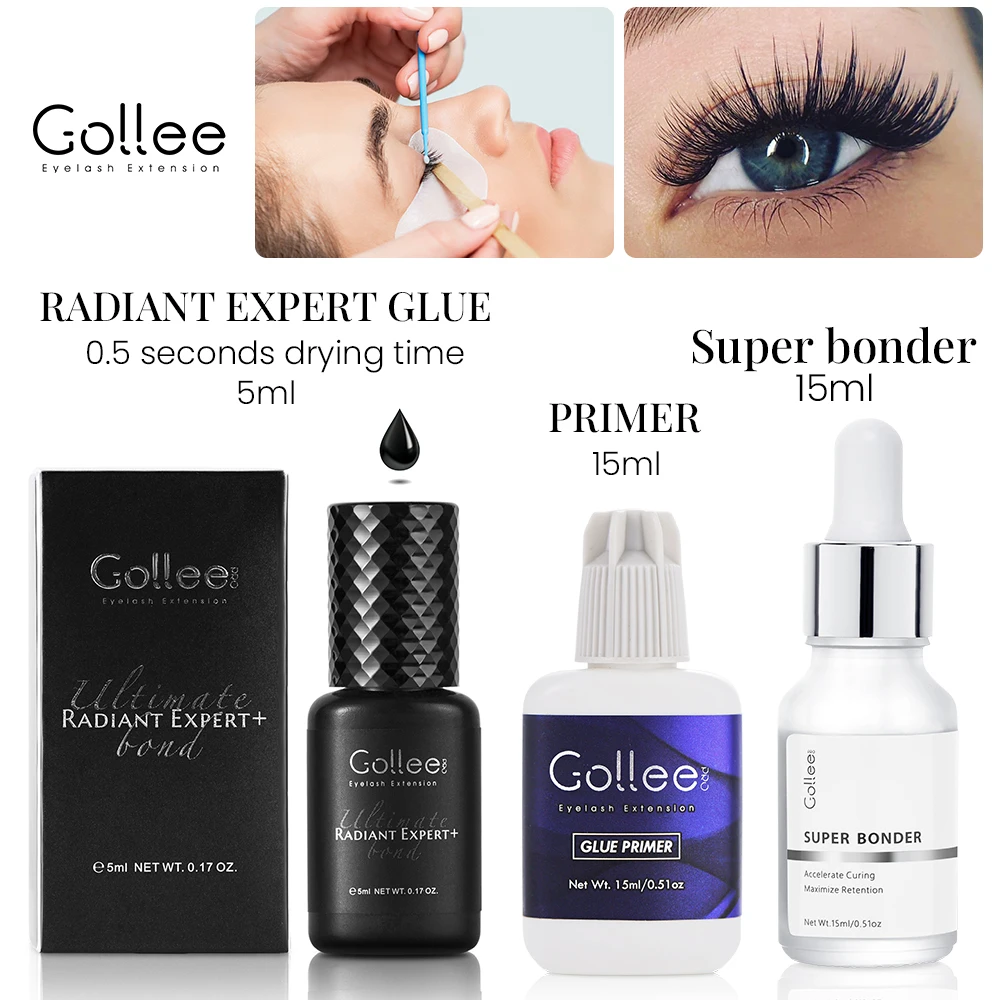 

Клей для наращивания ресниц Gollee 0.5s Dry Lash Bonding, суперстойкий, 6-8 недельного действия, 15 мл, с праймером, для суперфиксации, профессиональные принадлежности