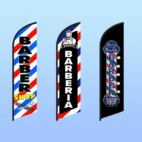 이발소 깃발 광고 살롱 헤어컷 비치 깃발 장식용 바버리아 헤어 뷰티, 깃발만