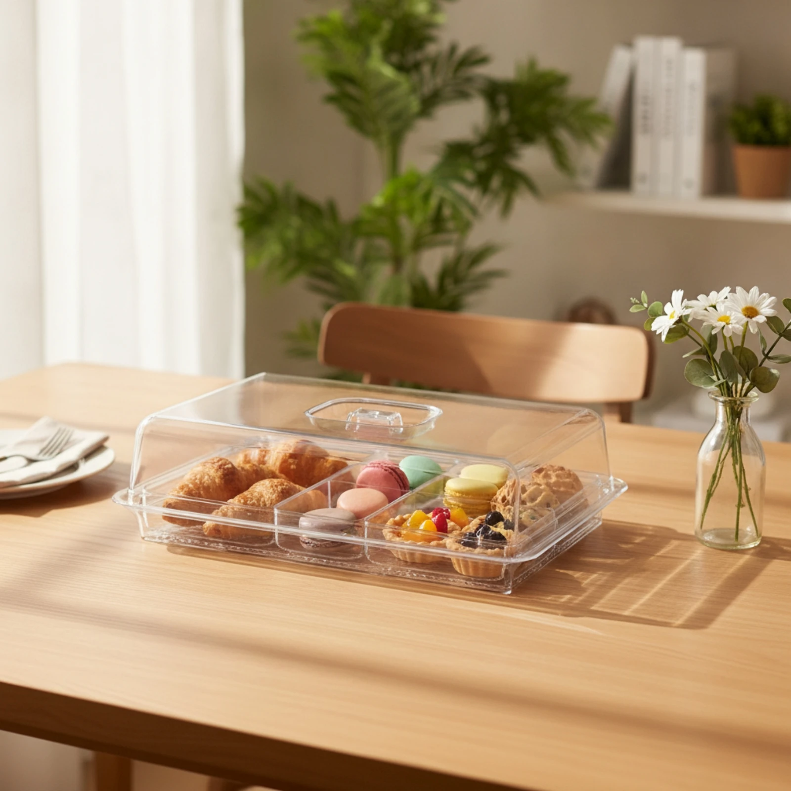 Plastic Dome Clear - Pokrywa na żywność z podstawką, pyłoszczelna