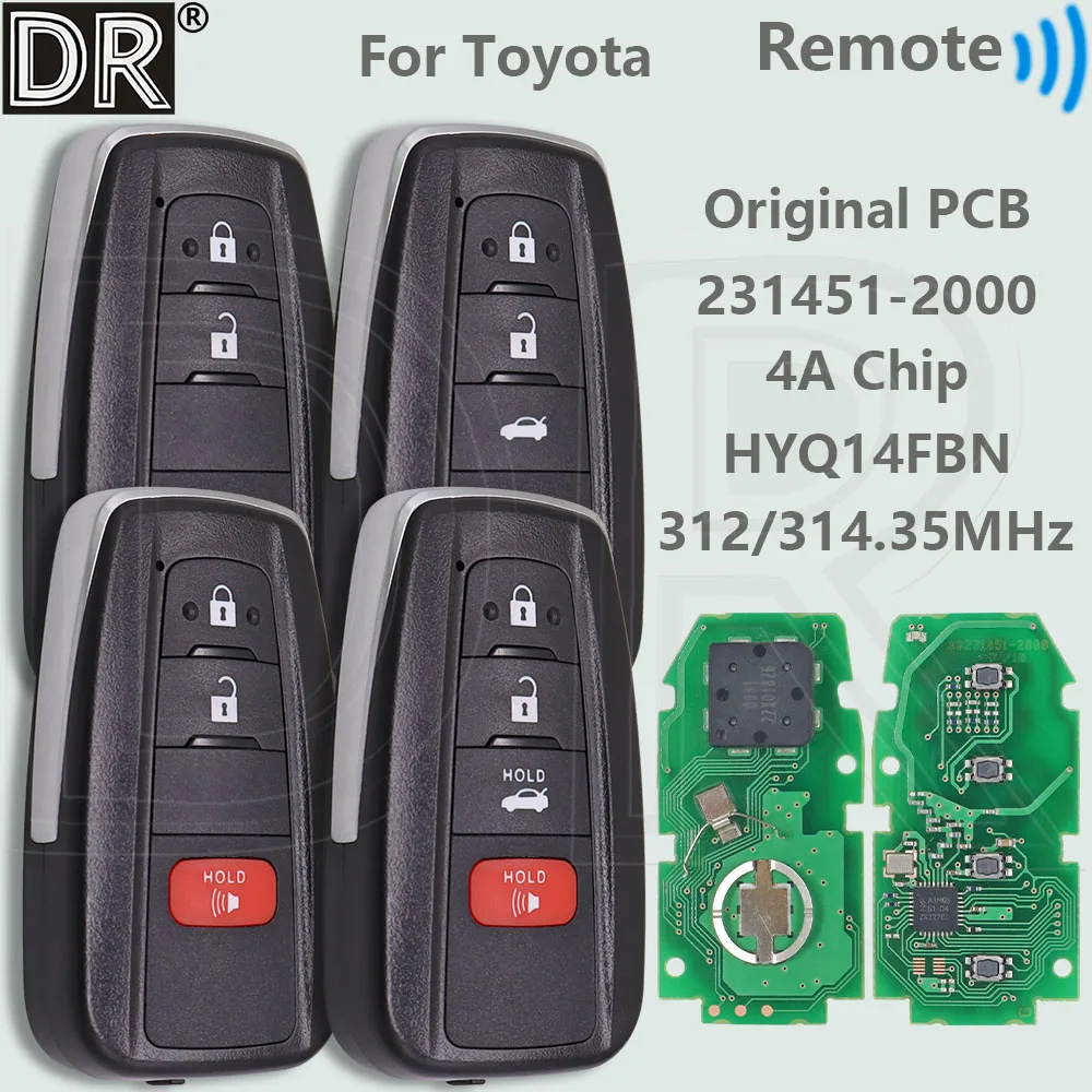 

DR Original PCB HYQ14FBN 4A Chip 312-314MHz 231451-2000 Brazil Market Car Remote Key For Toyota Corolla Cross 2018-2022