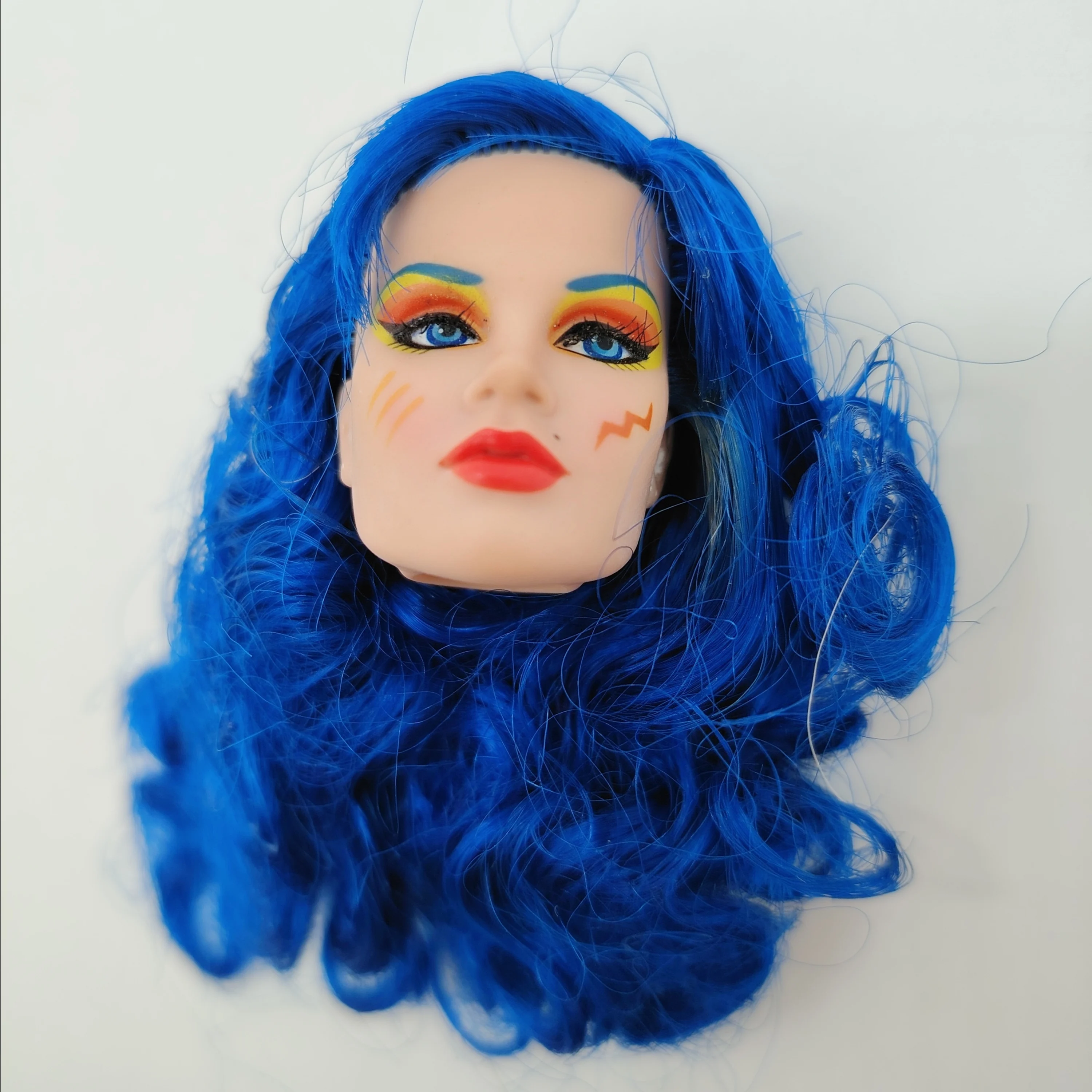 

Модная кукольная голова Integrity в масштабе 1/6, синие волосы, в стиле Мэри Филлипс из Jem and the Holograms