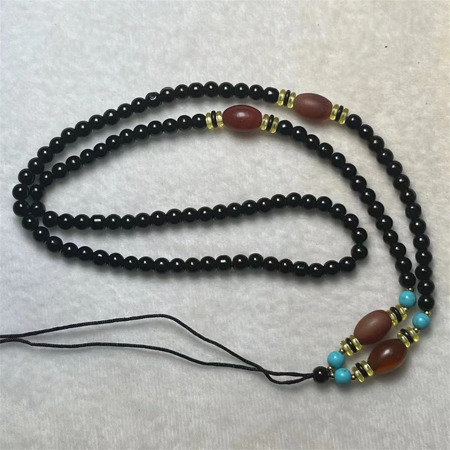 1pcs/lot Natural Agate Dzi Necklace Rope with natural red agate turquoise beads Semi-finished can match dzi pendant Ethnic style