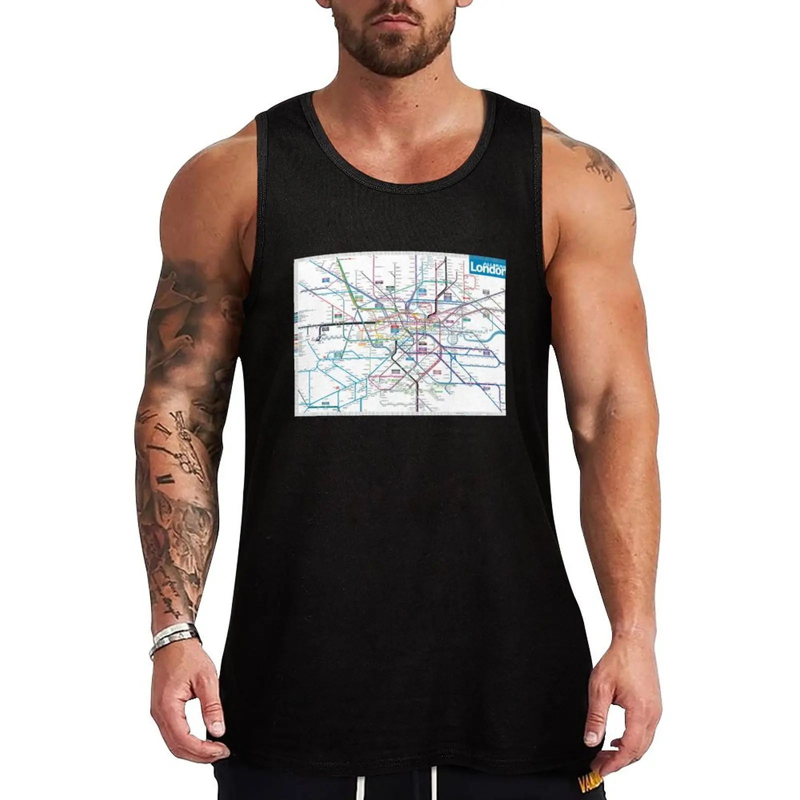 London AllRail map Tank Top Relaxed Fit Tank Top Casual Sleeveless Everyday Shirt