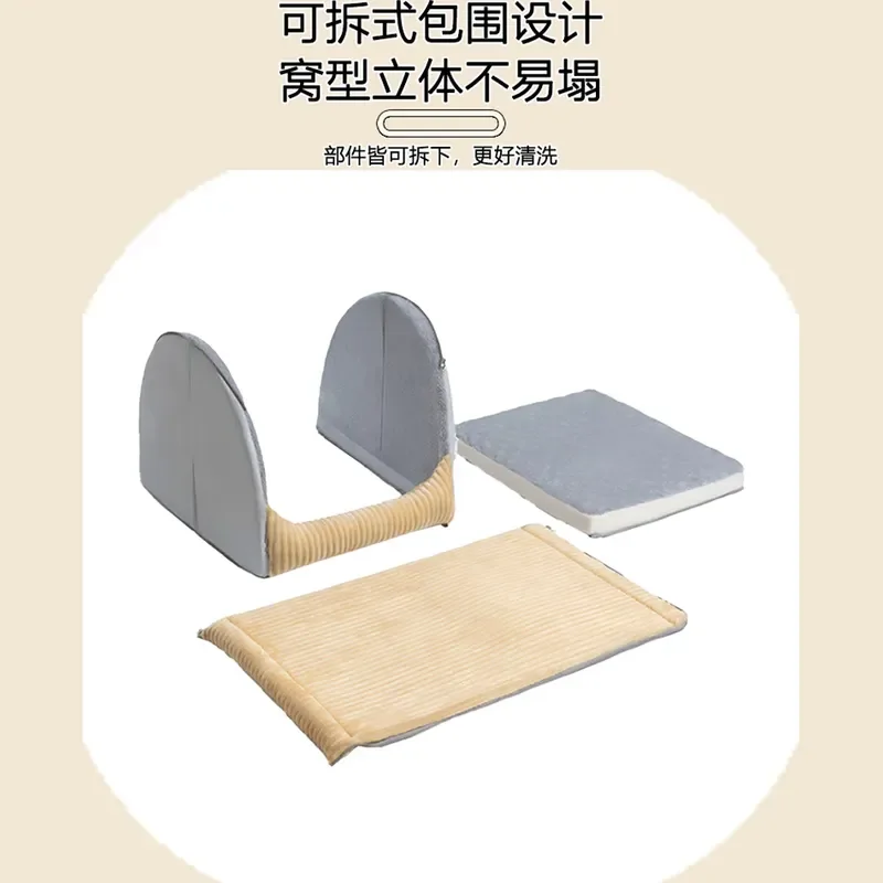 Large Semi Closed Pet Tent Soft Plush Winter Warm Bed Universal for Dogs Cats Stable Support Cozy House Nest All Season Use