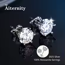 Stud Earrings Certified Genuine Moissanite 925 Silver - WGLZ Silver - White