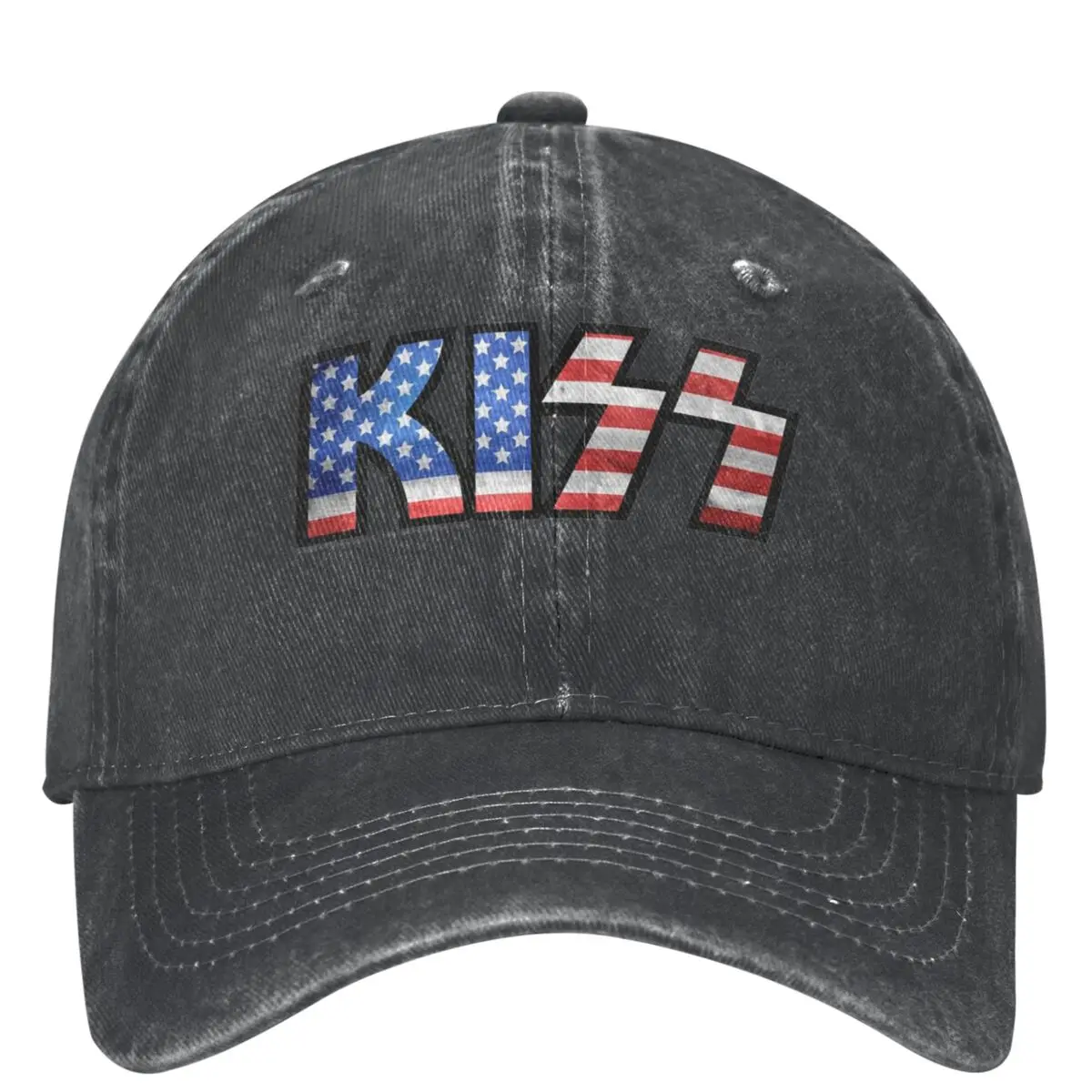 

KISS Logo Denim Baseball Cap American Flag Outdoor Gym Hip Hop Dad Hats Summer Unisex Teens y2k Retro Design Baseball Caps