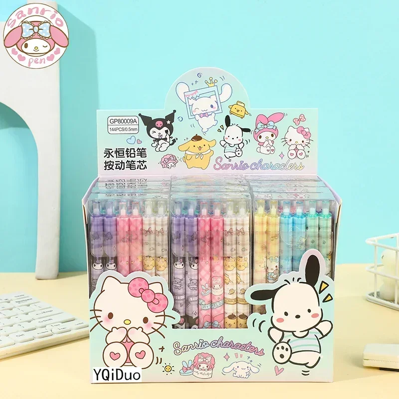 Sanrio 12pcs Mechanical Pencil Kawaii Hello Kitty Pochacco My Melody Pencil-free Hb Primary School Stationery Office Supplies