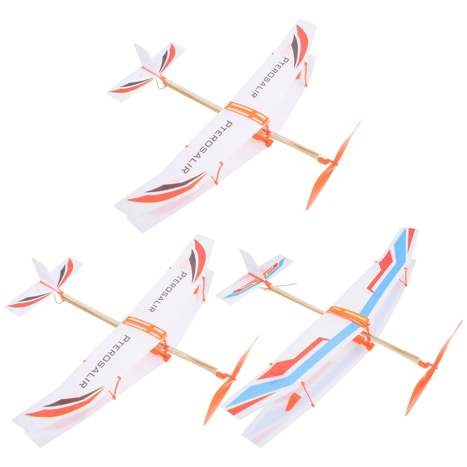 3 pçs planador avião para-y borracha biplano brinquedos crianças diy aviões modelos criança voando