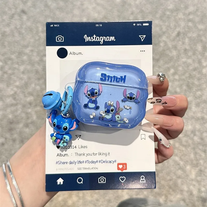 ديزني غرزة الكرتون حقيبة سماعة الاذن مع قلادة ل Airpods 4 3 2 1 Pro Pro2 أنيمي لينة مكافحة قطرة قذيفة لطيف الغطاء الواقي #5