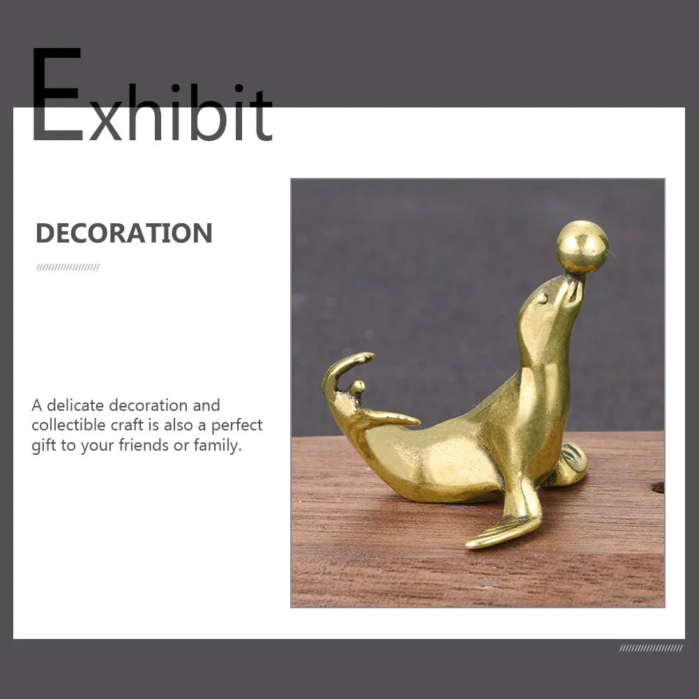 

Sea Lion Retro Animal Craft Home Office Decor Gold Statue Room Decoration Gold Animal Figurines