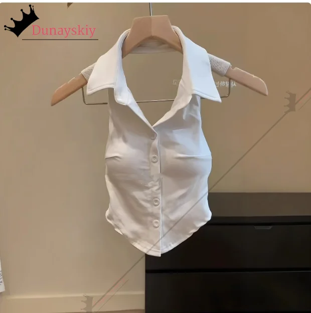 Zania Cosplay Freizeitkleidung Outfits Damen Kurzes ärmelloses Polokragen Slim Fit Hemd Shorts Set Game Wuthering Waves Kostüm